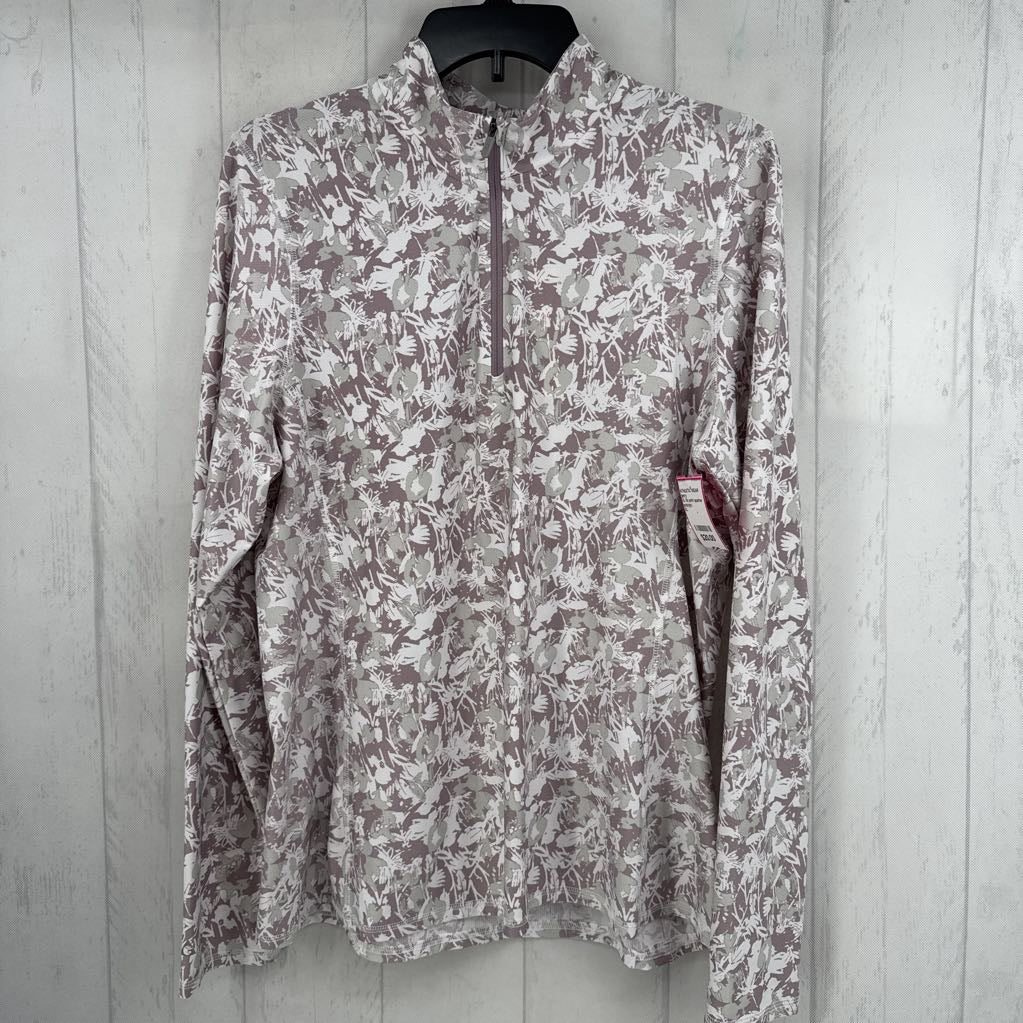 XL flo print quarter zip l/s pullover