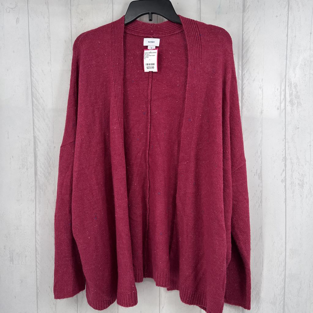 XL speckled open front cardi