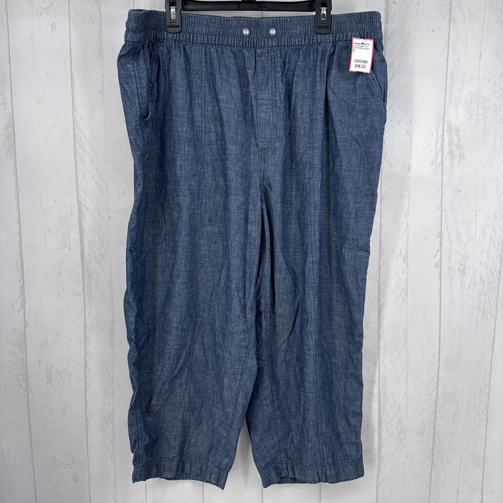 1X chambray pull-on pant