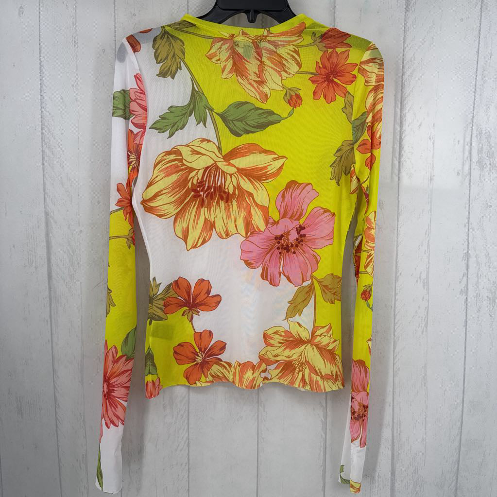 L semi-sheer flo print l/s top