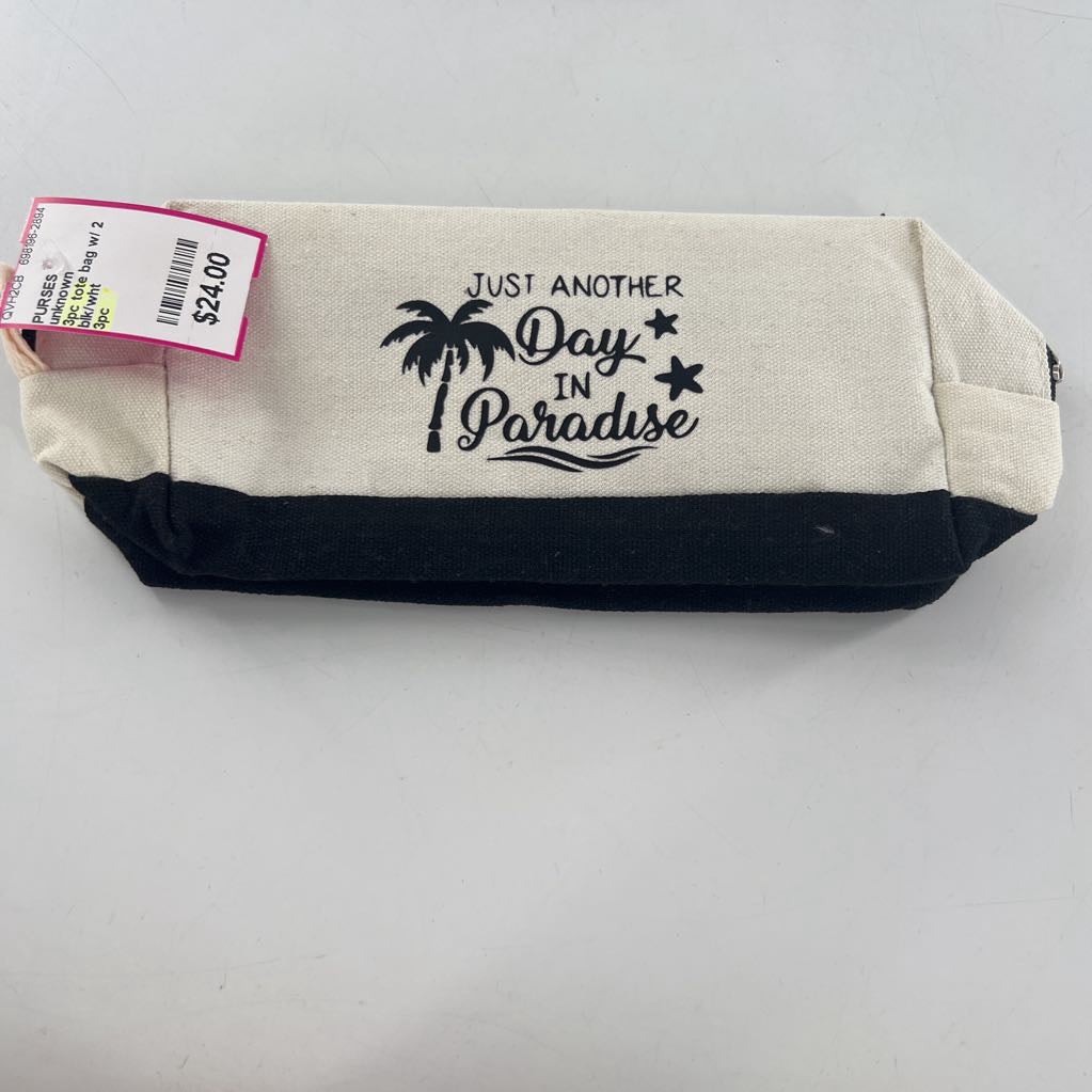 3pc tote bag w/ 2 pouches (just another day in paradise)