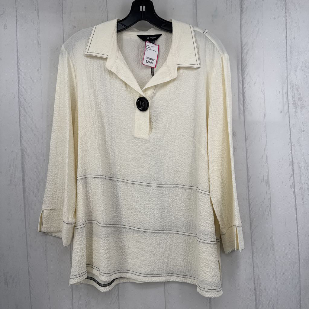 M textured tiered 3/4 slv top