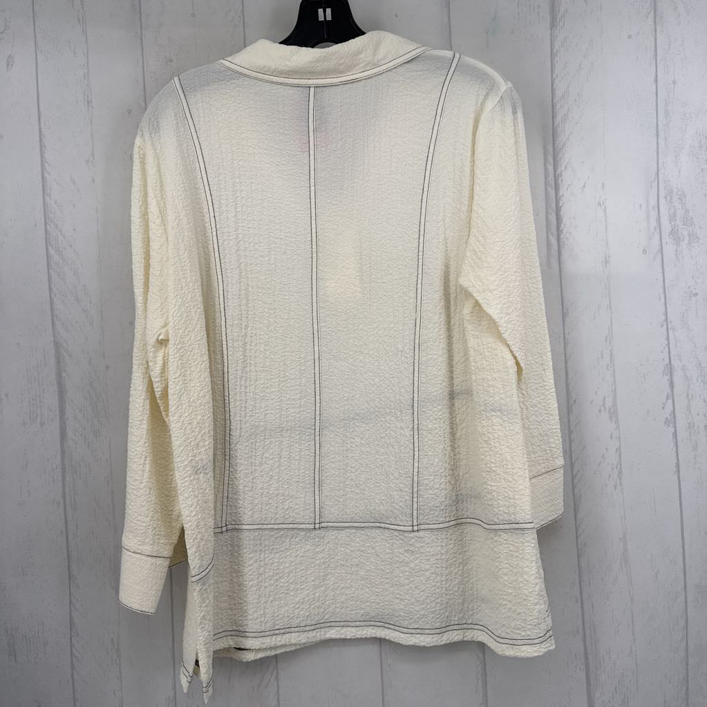 M textured tiered 3/4 slv top