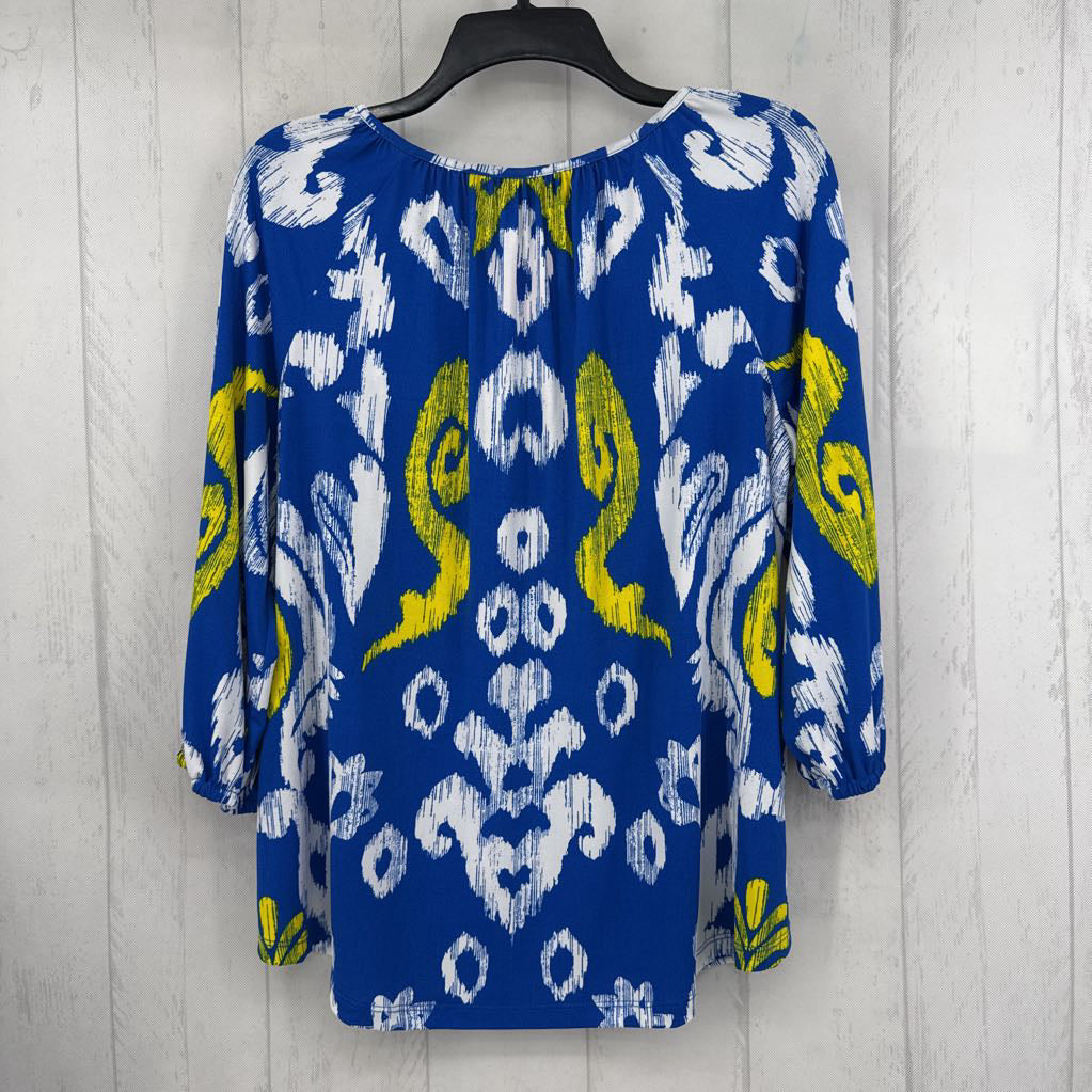 Mp printed tie-front 3/4 slv top