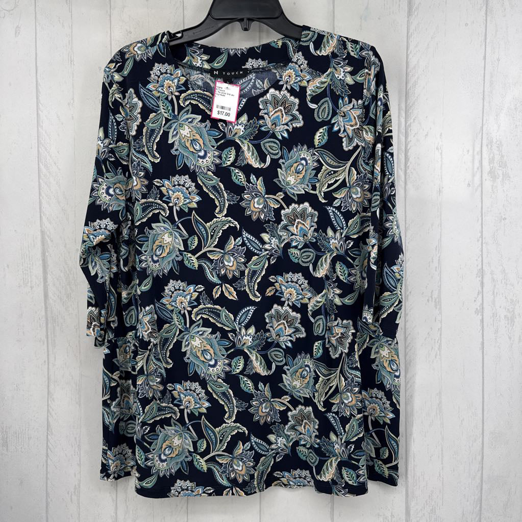 L flo print 3/4 slv top