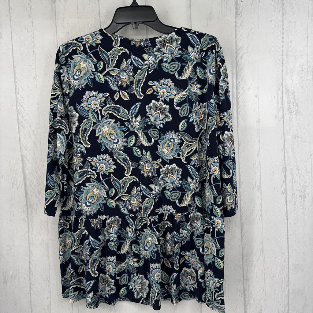 L flo print 3/4 slv top