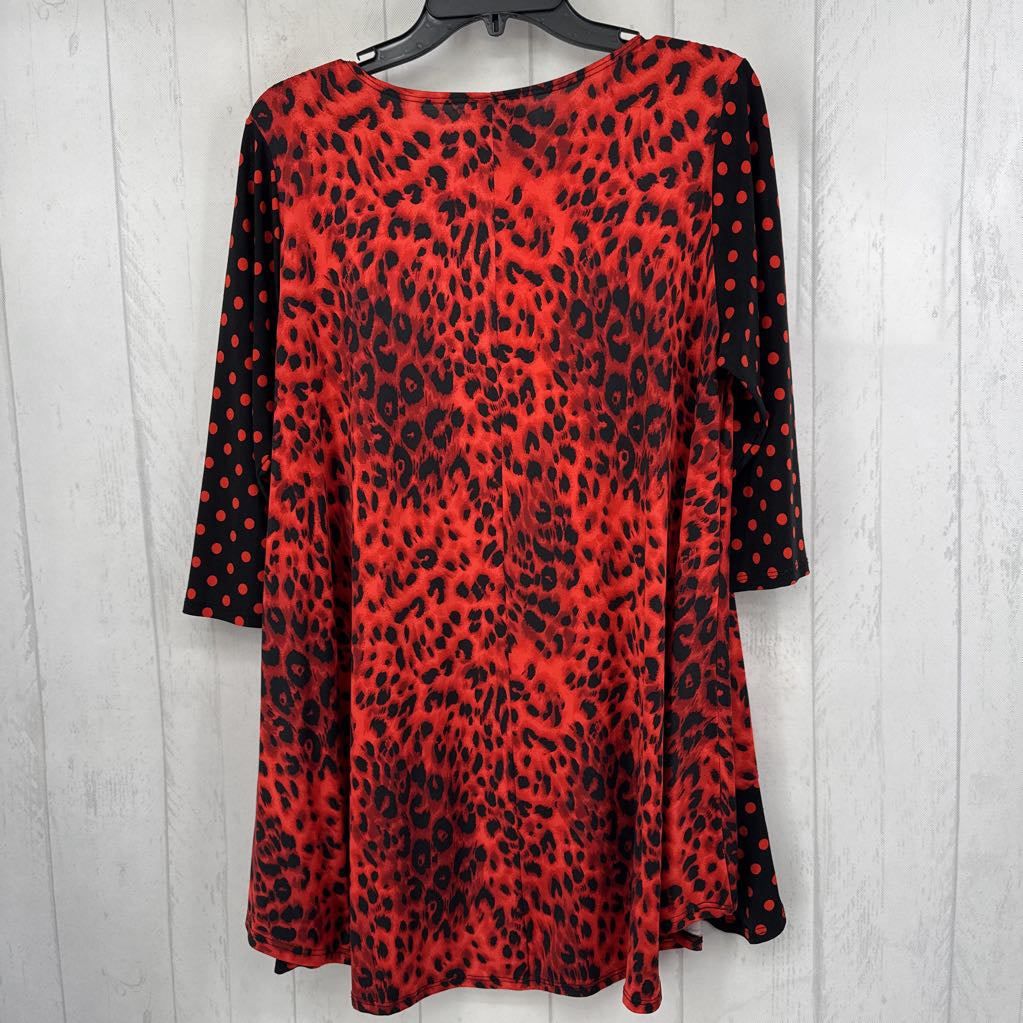 M animal print & polka dot 3/4 slv top