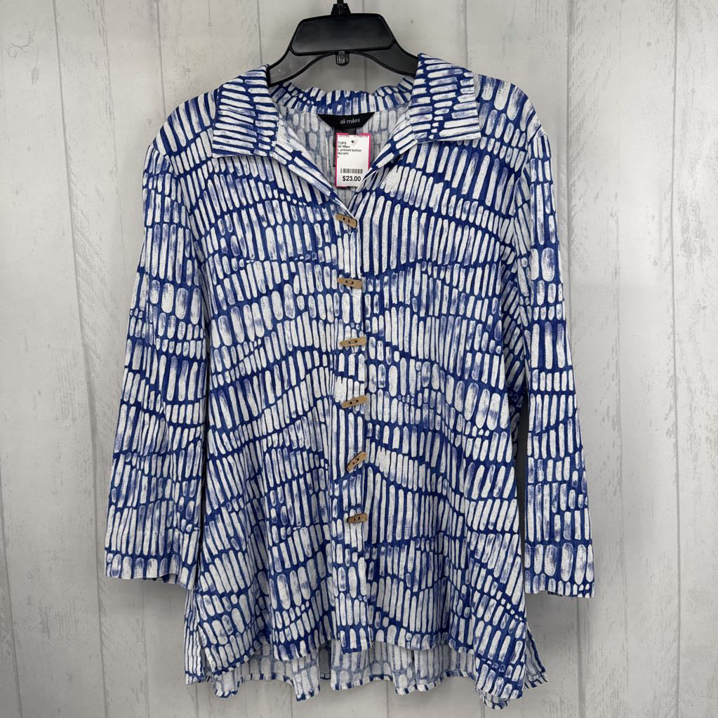 L printed button downn l/s top