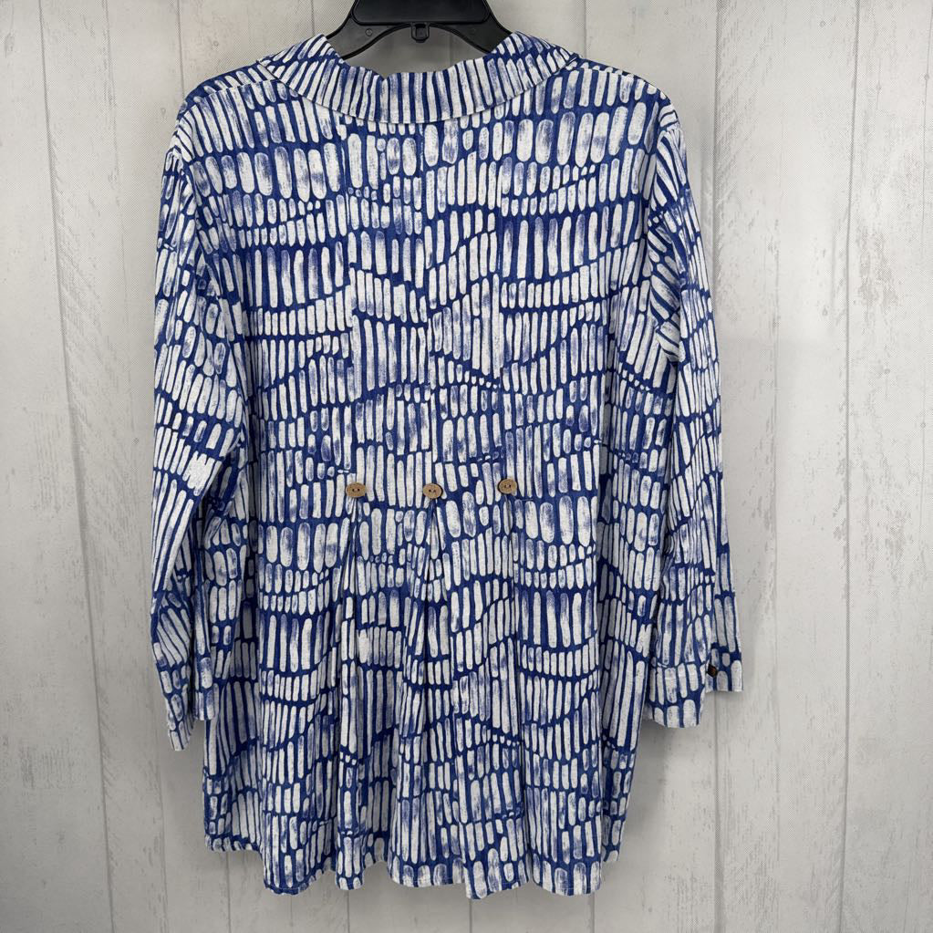 L printed button downn l/s top