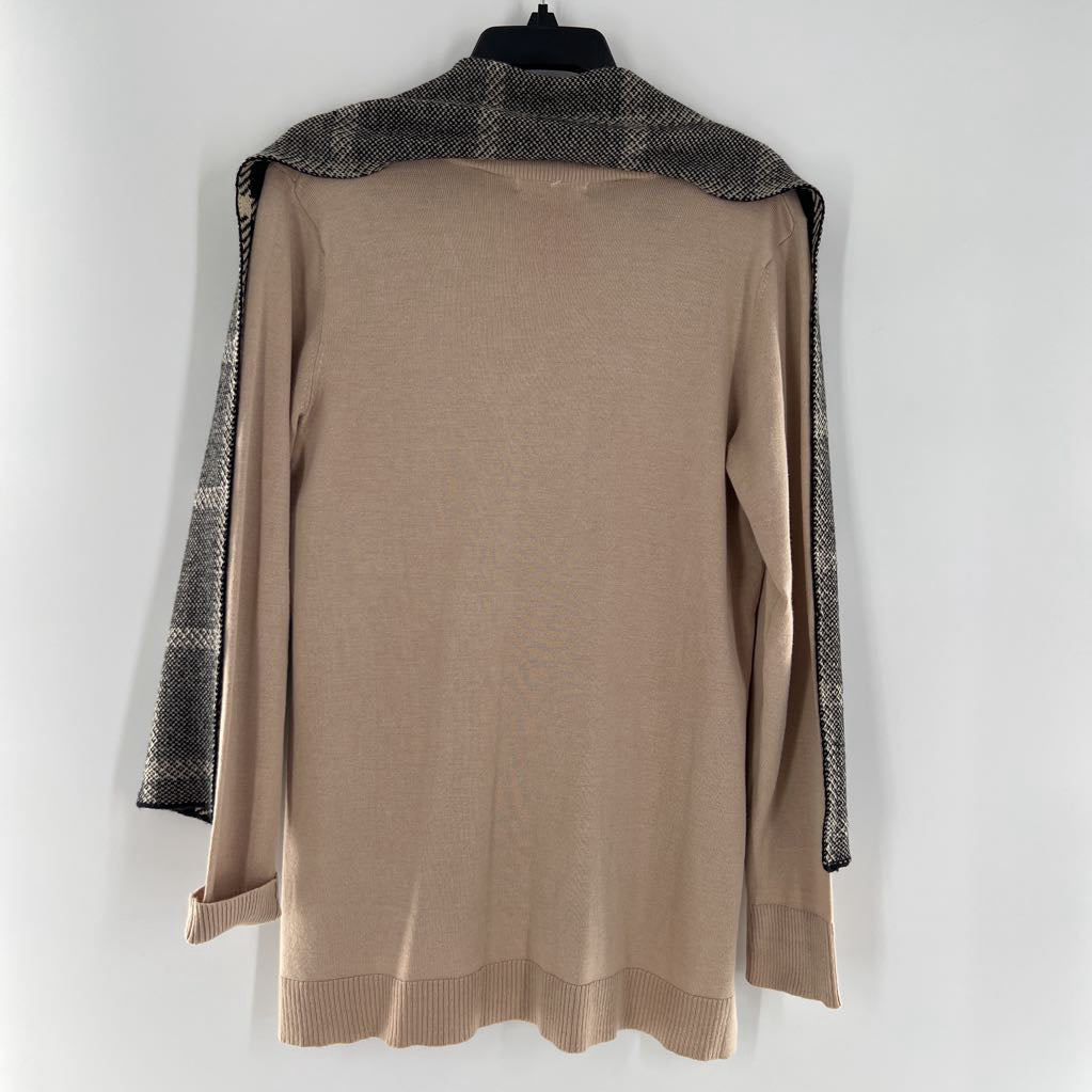 M 2pc v-neck knit top w/ plaid scarf