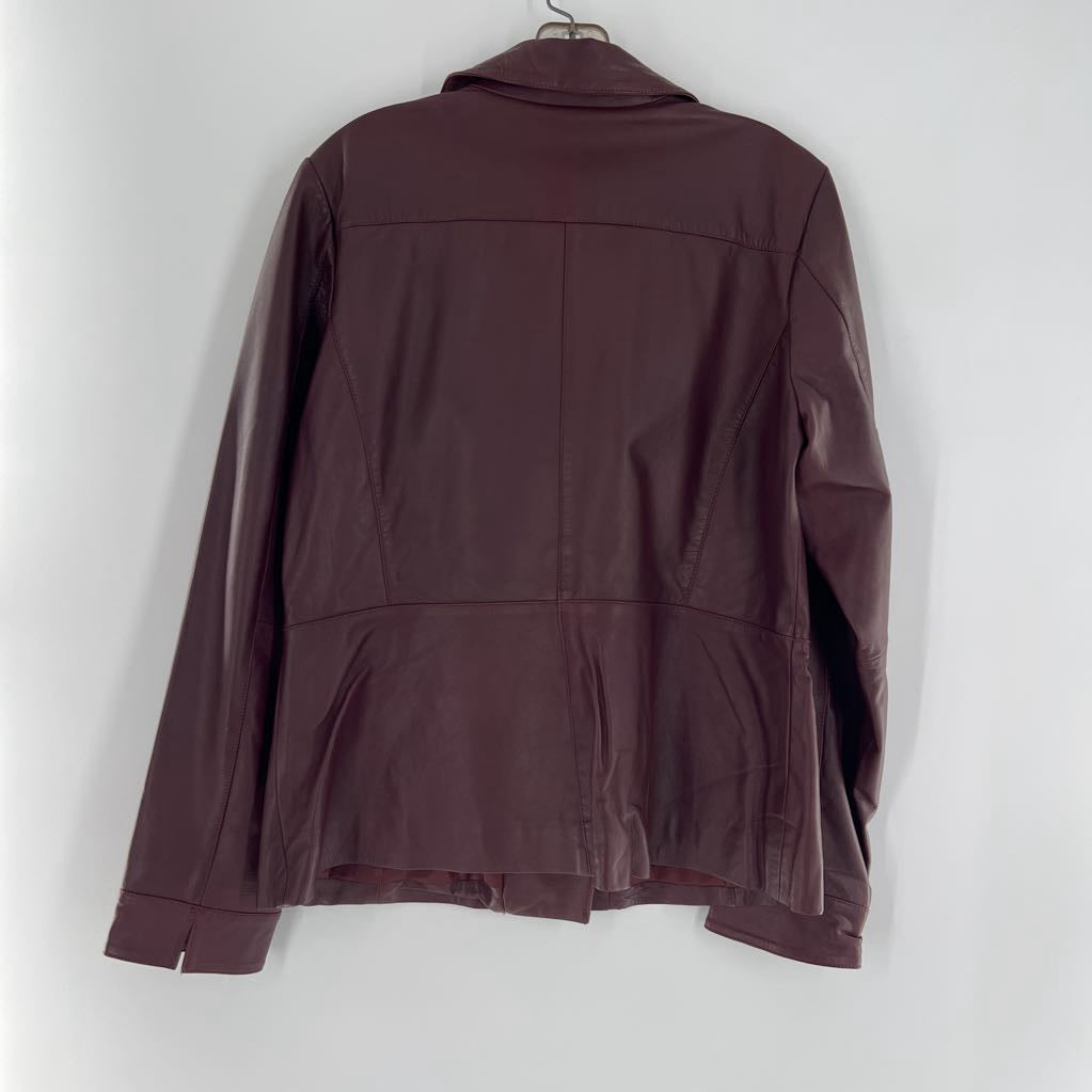 M zip-up leather jacket