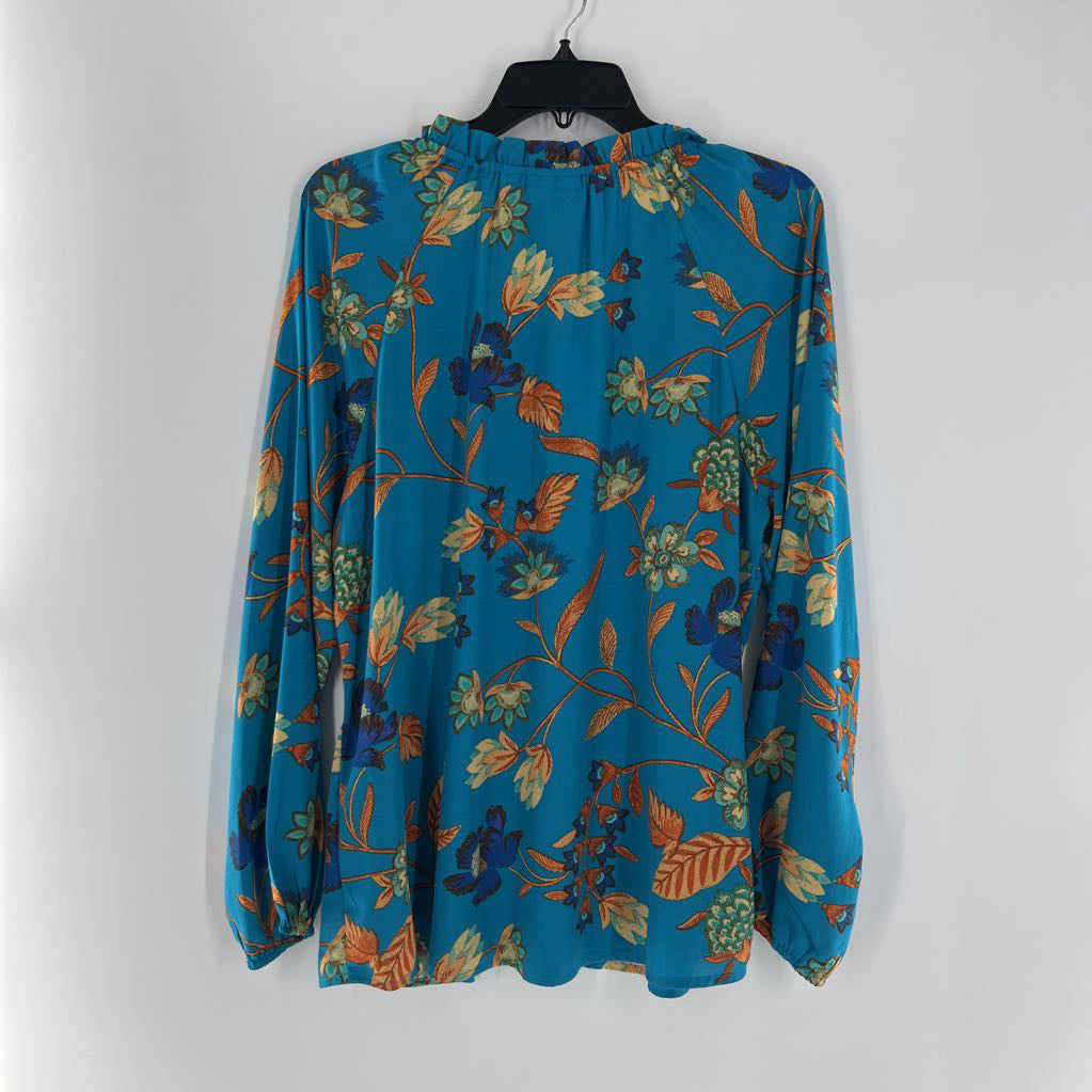 M flo print v-neck l/s top