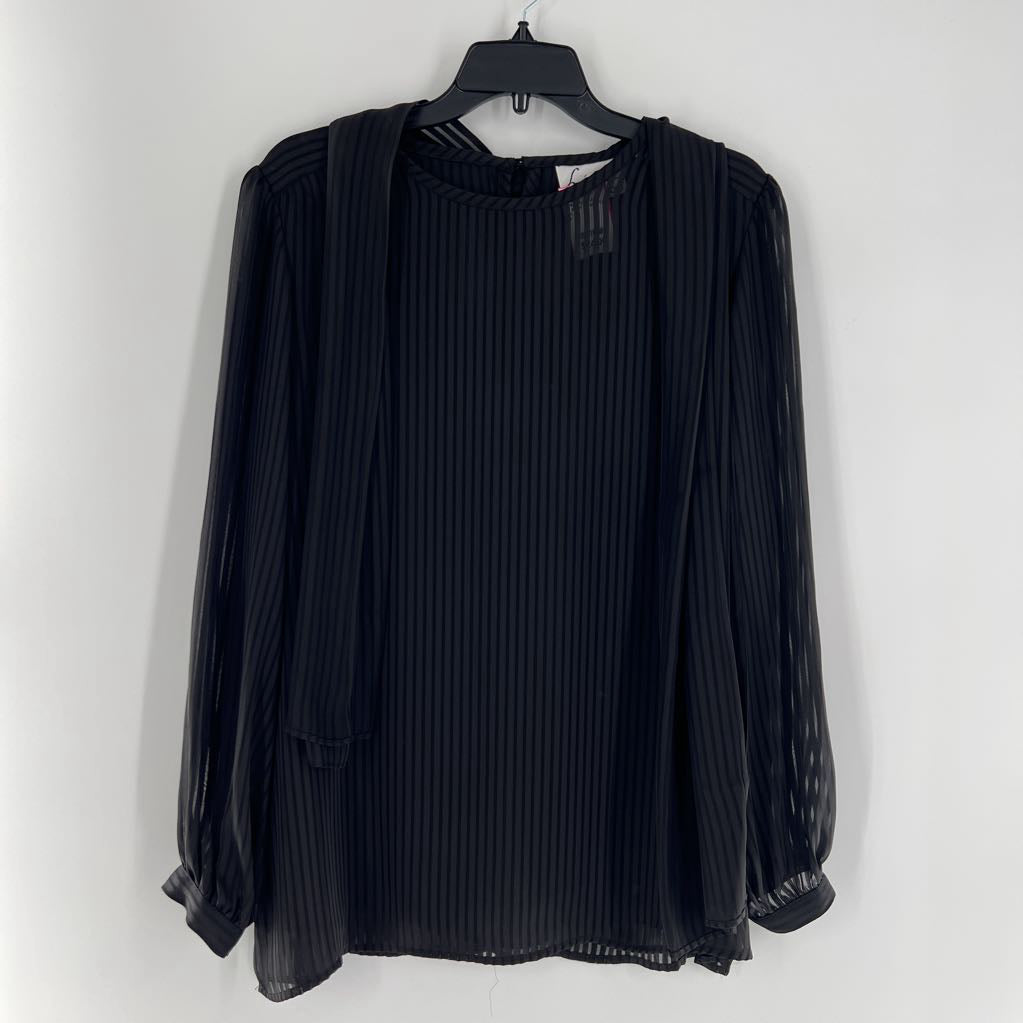 14 sheer striped l/s top w/scarf