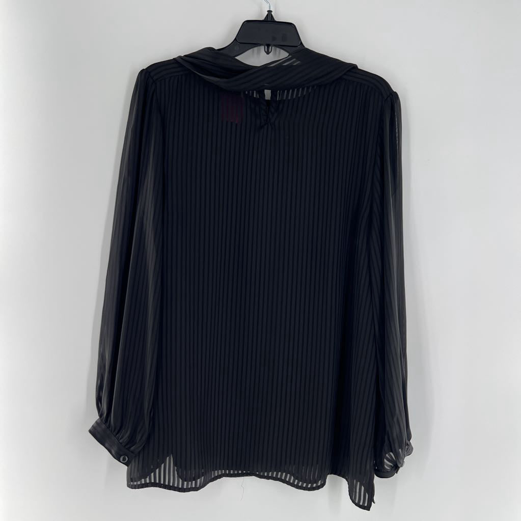 14 sheer striped l/s top w/scarf