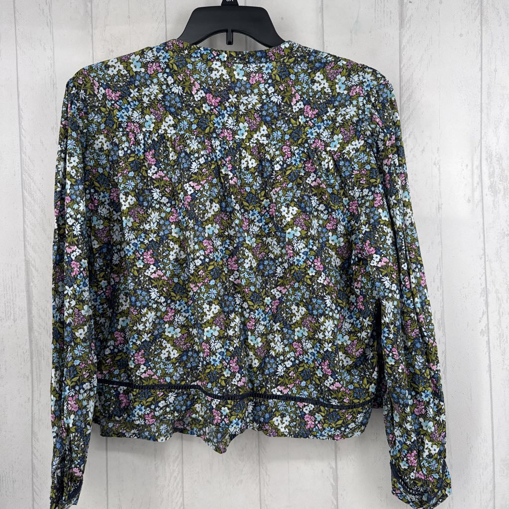 XL flo print button down l/s top