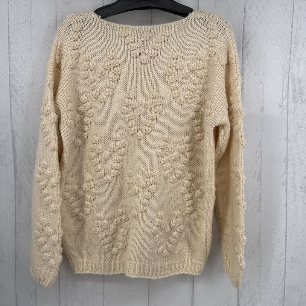 R44 M textured hearts sweater