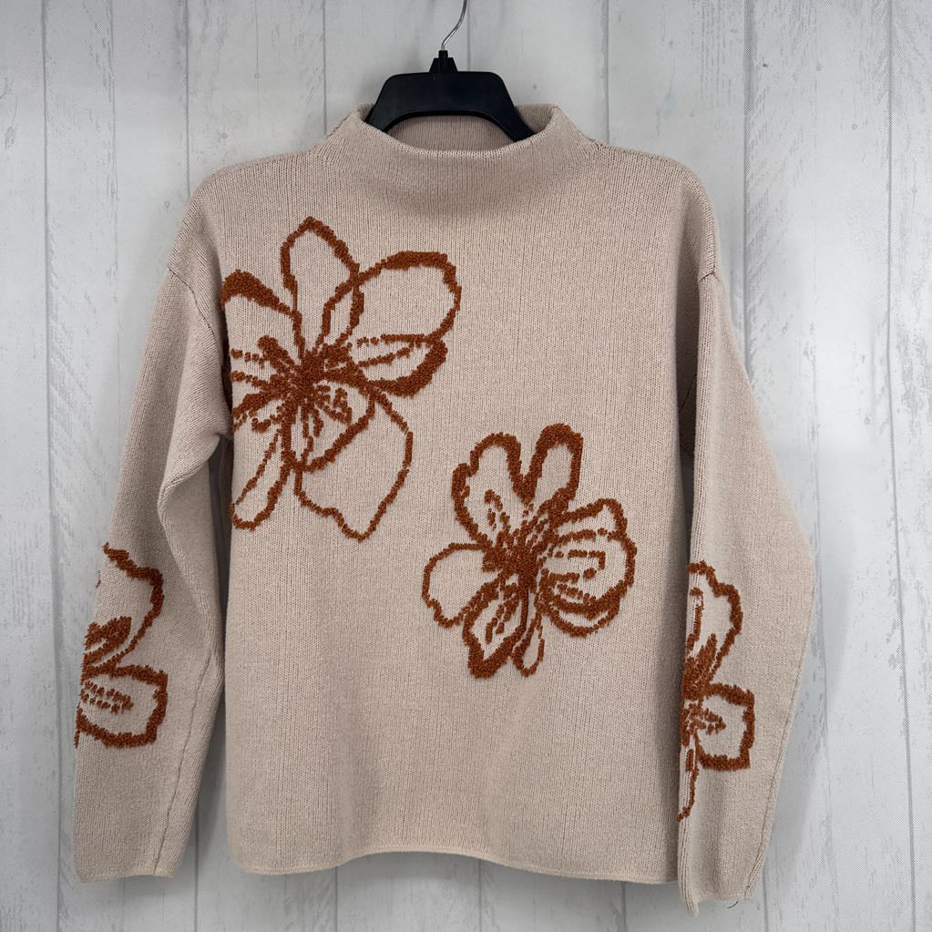 M flo embroidered mock neck sweater