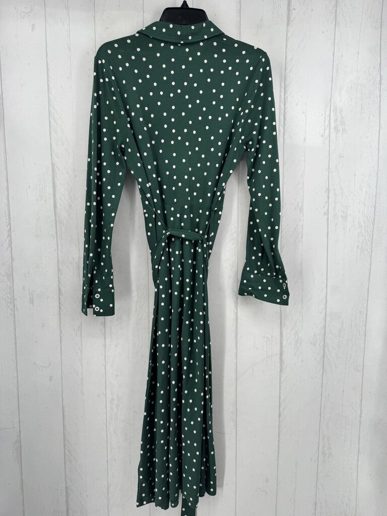6 polka dot button down l/s dress