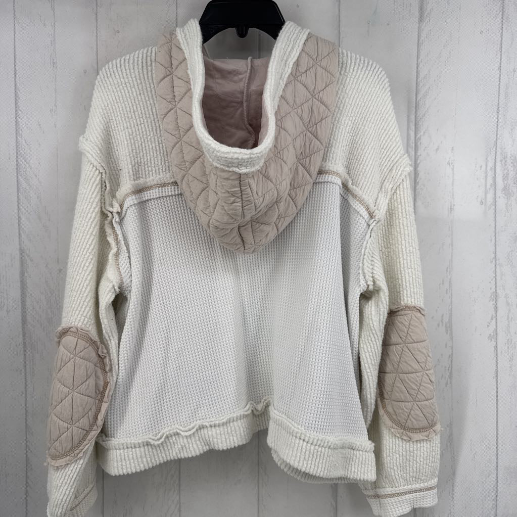 L mixed media button down jacket