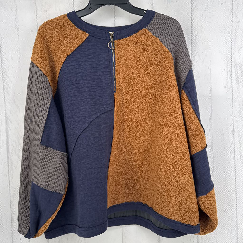 S mixed media quarter zip sweatshirt
