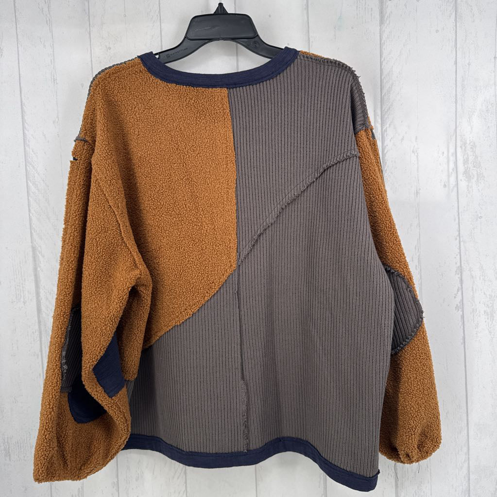 S mixed media quarter zip sweatshirt
