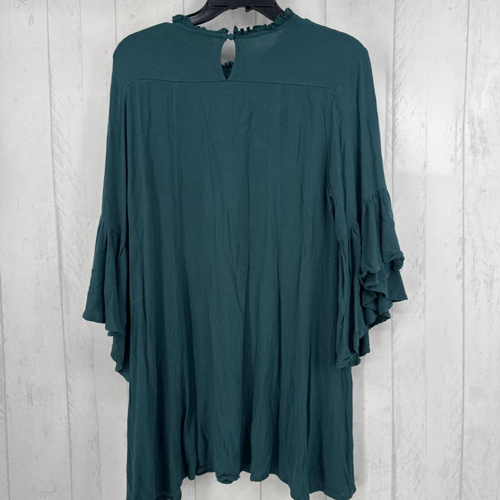 M flo embroidered ruffle slv dress