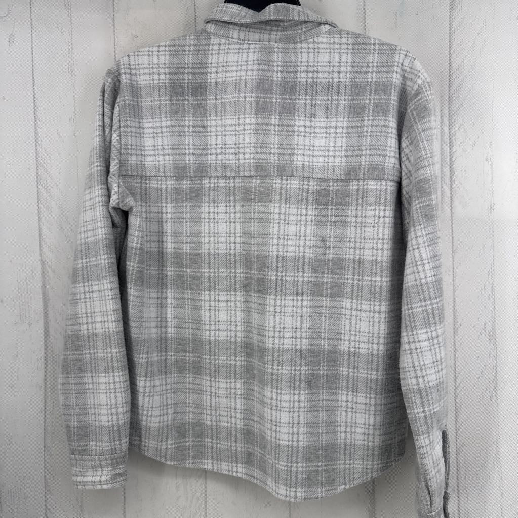S plaid flannel button down l/s top