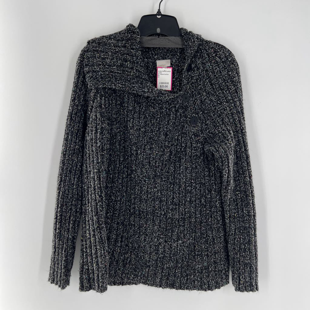 2X ribbed button detail sweater