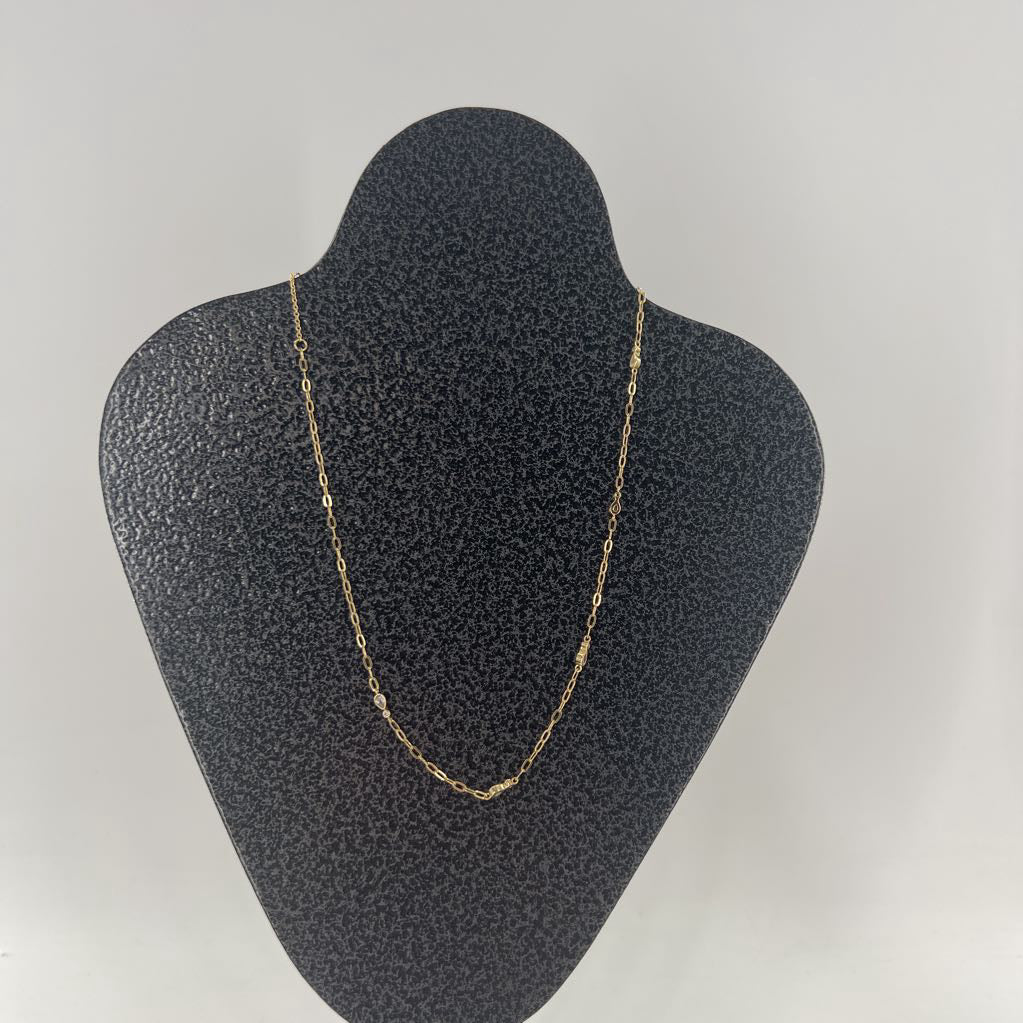 9" gold tone cz station necklace