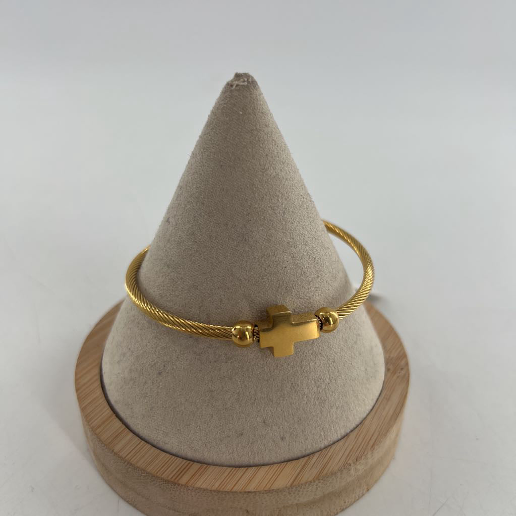 gold tone cross bracelet