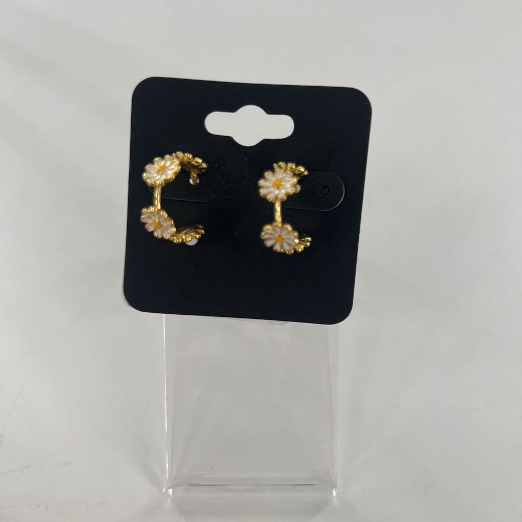 gold daisy hoop earrings