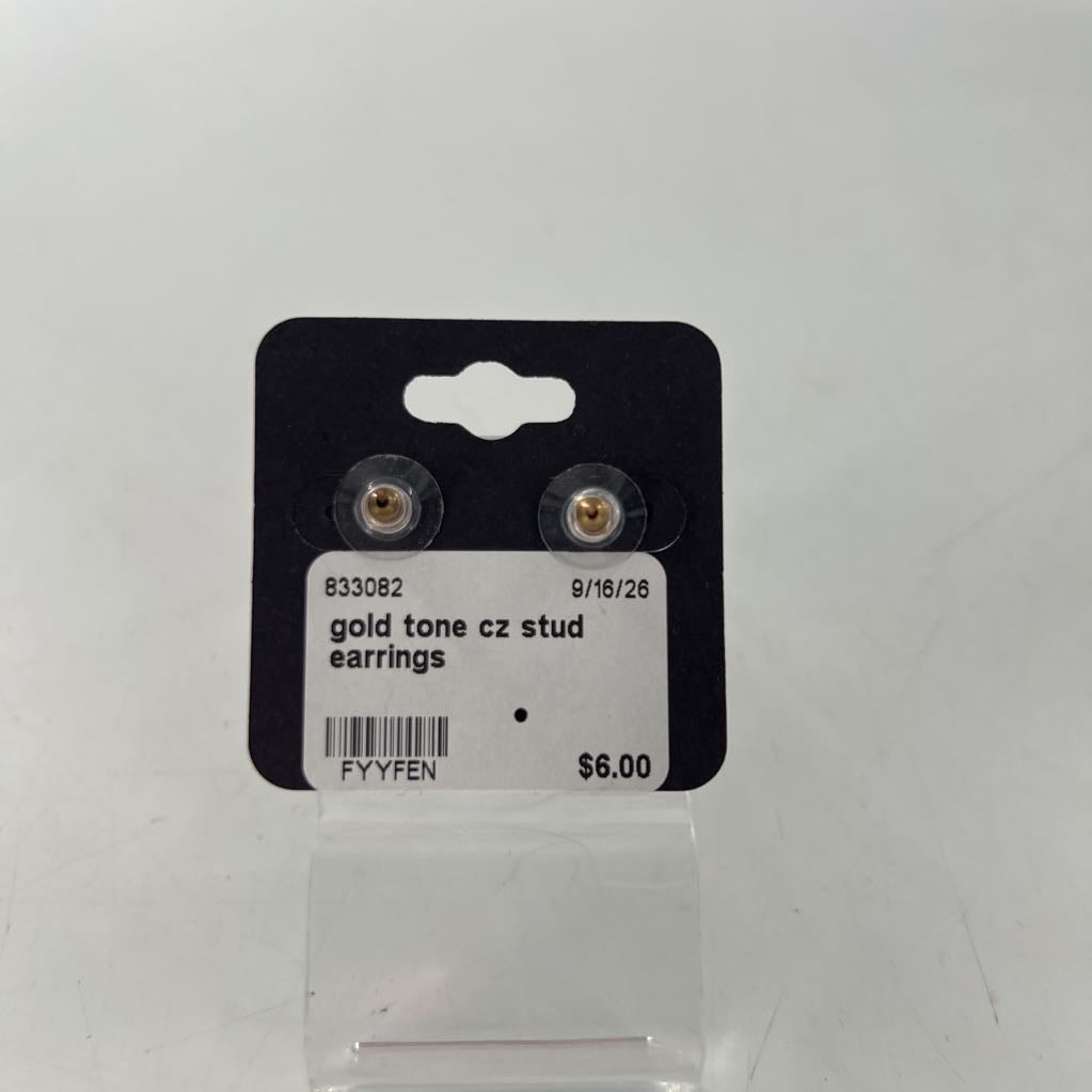 gold tone cz stud earrings