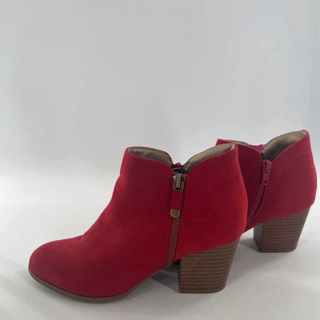 7 suede block heel ankle boot