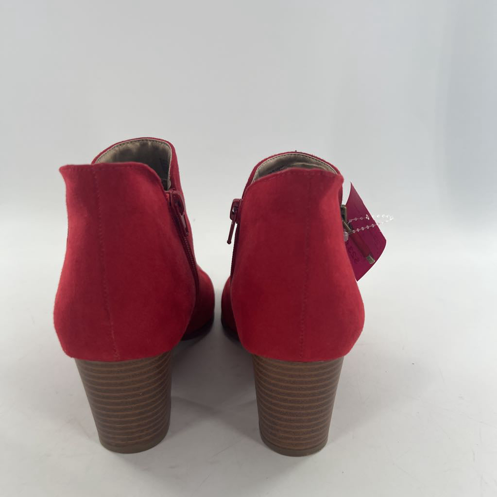 7 suede block heel ankle boot