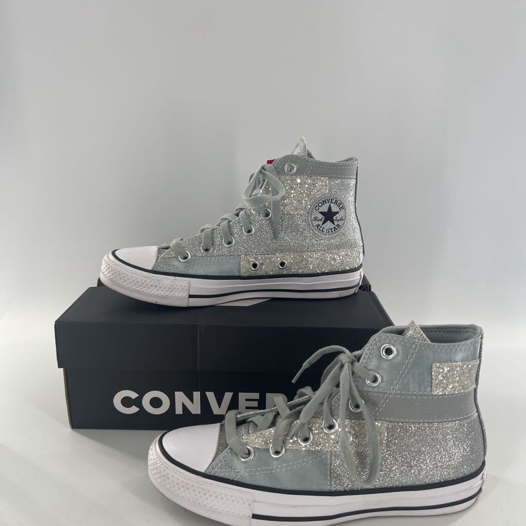 6 glitter lace-up hi top sneaker