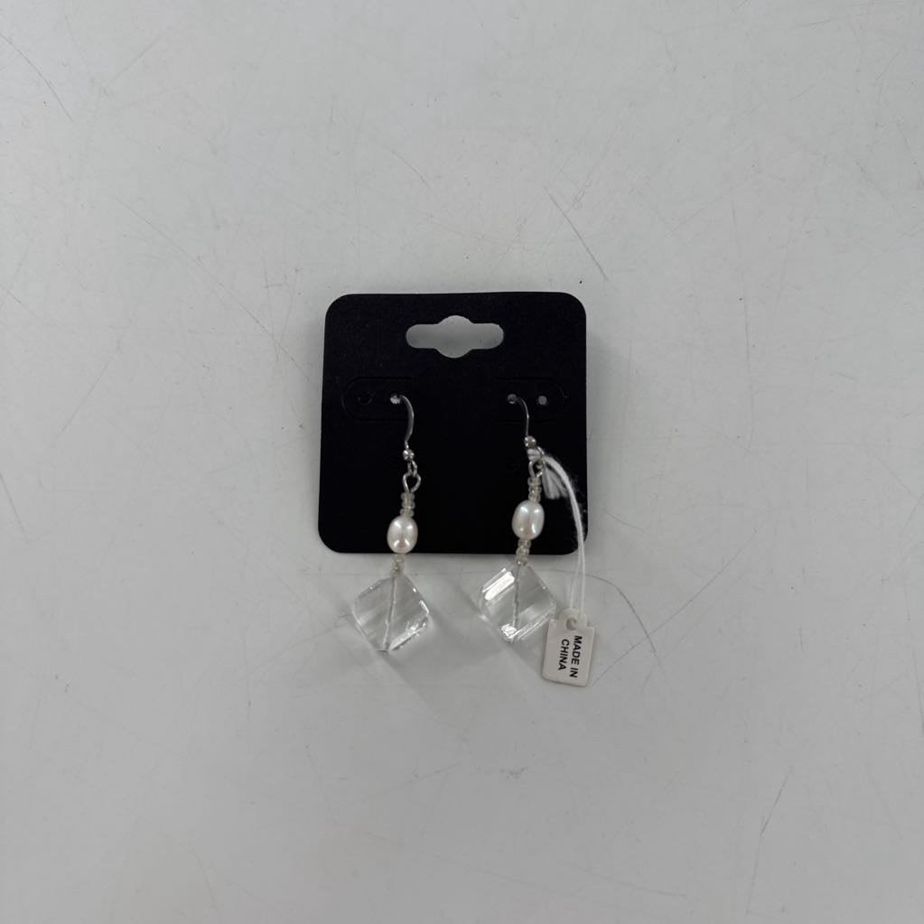 silver beaded drop earrings