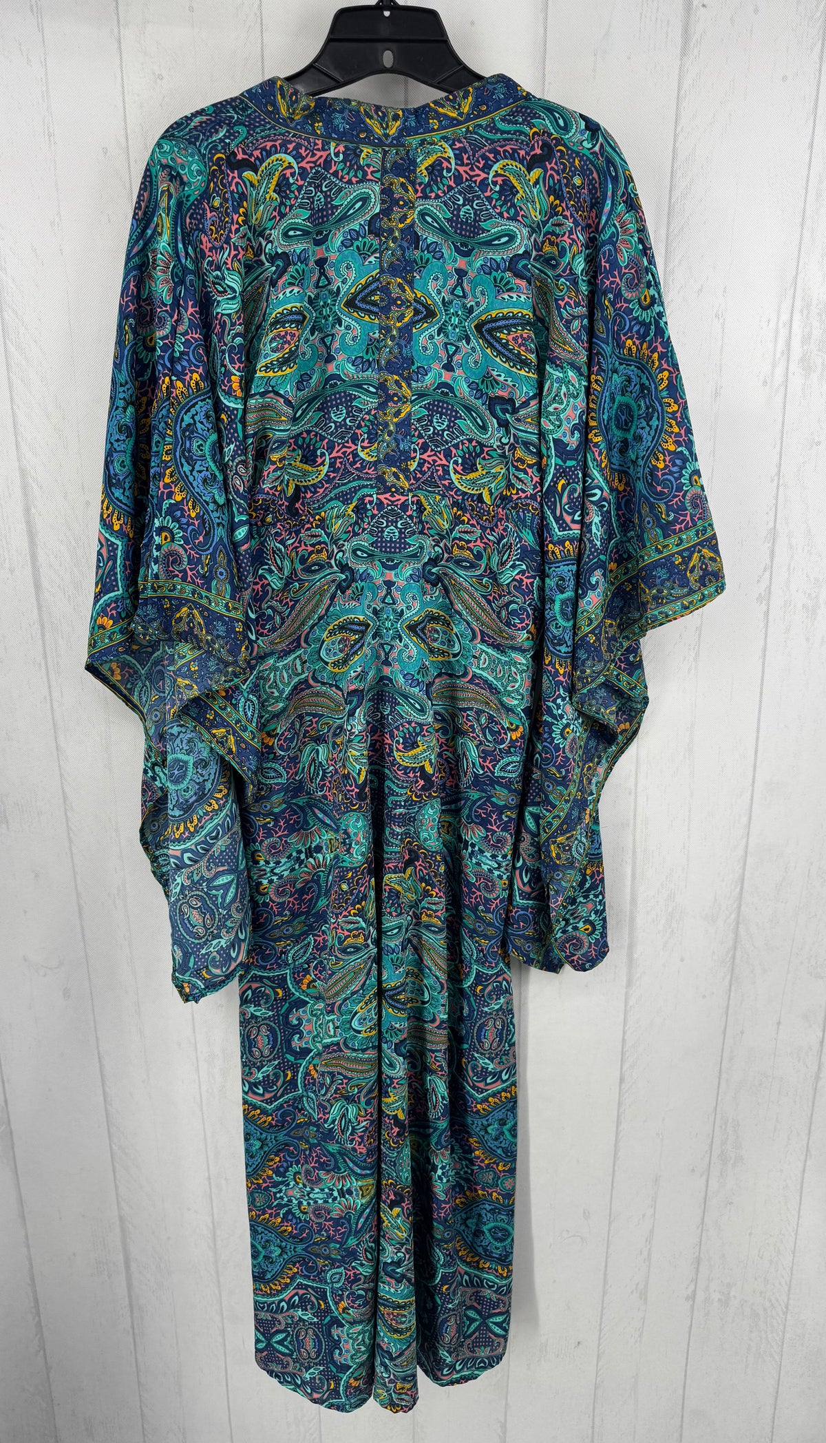 S damask print v-neck kimono