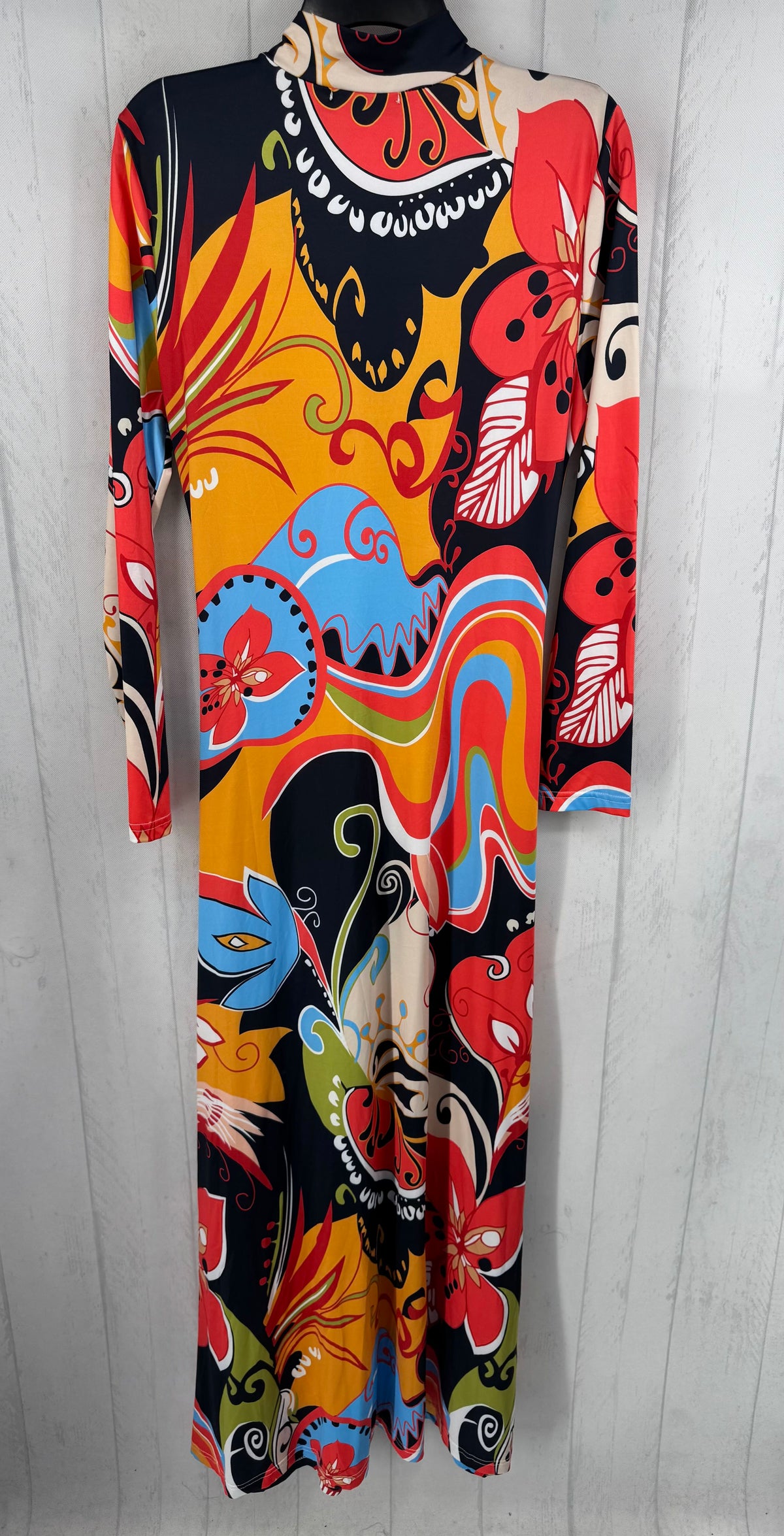 L colorful zip-front l/s dress