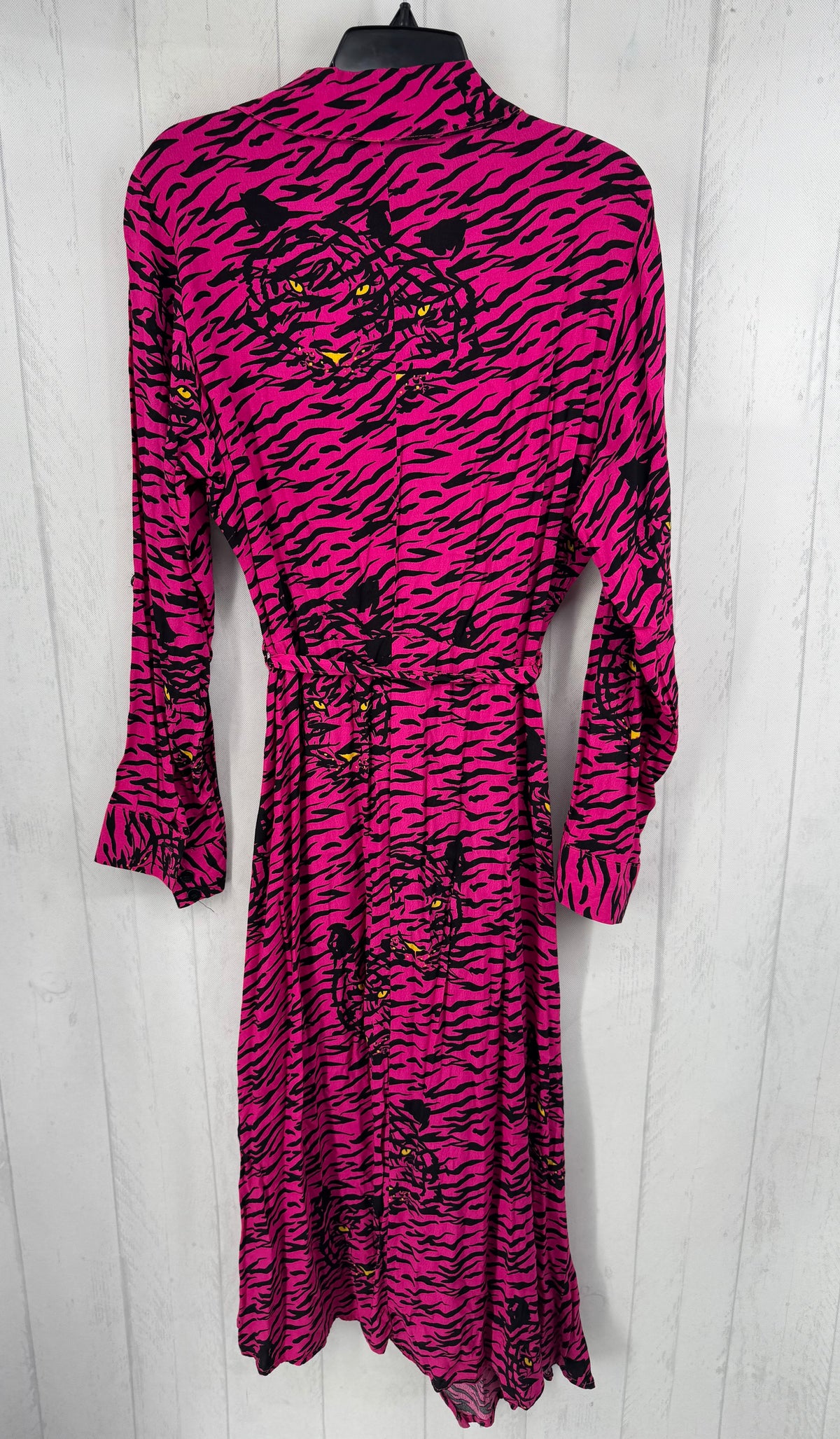 12 animal print button down belted l/s dress