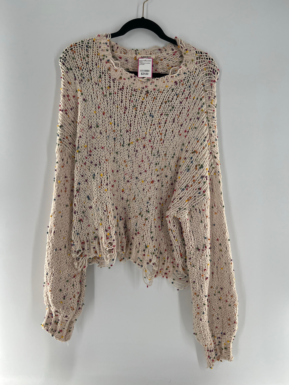 L colorful crochet sweater