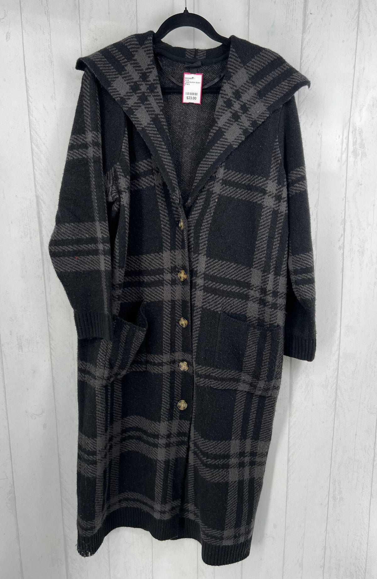 0 plaid button down sweater dress