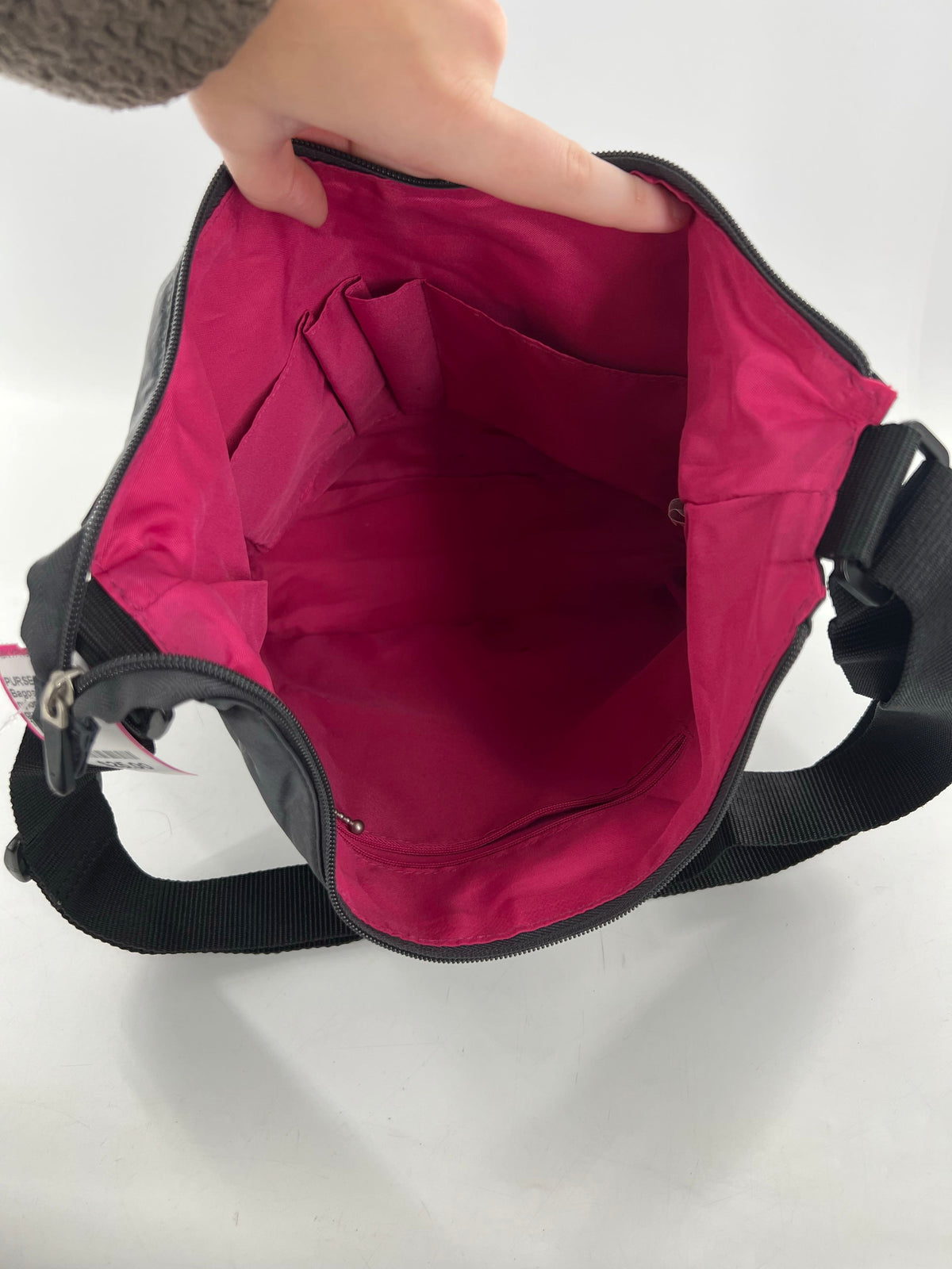 nylon top zip crossbody w/ 2 front pockets