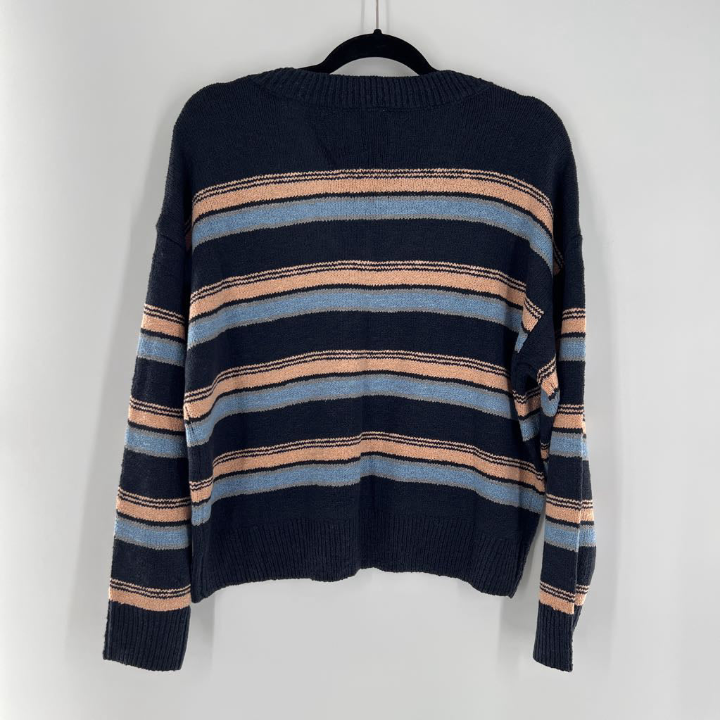 XS striped v-neck sweater