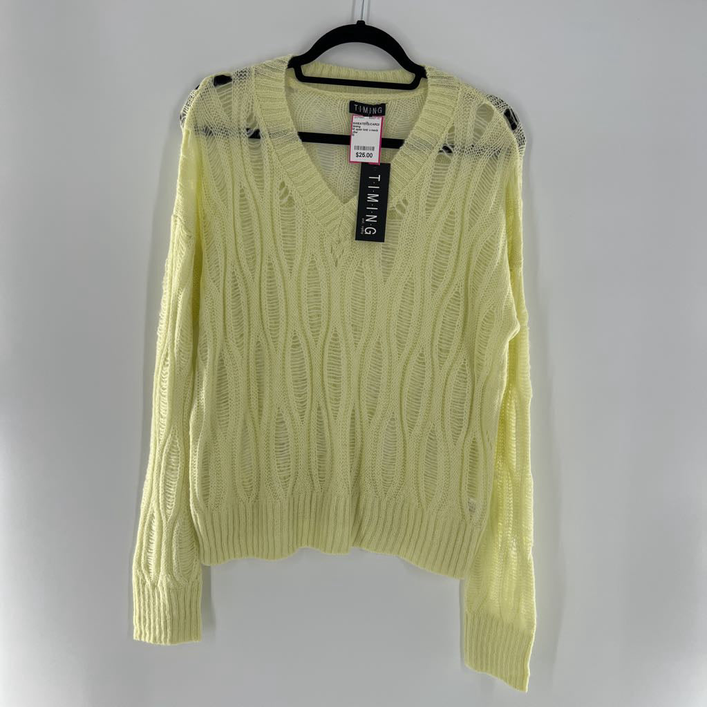 M open knit v-neck sweater