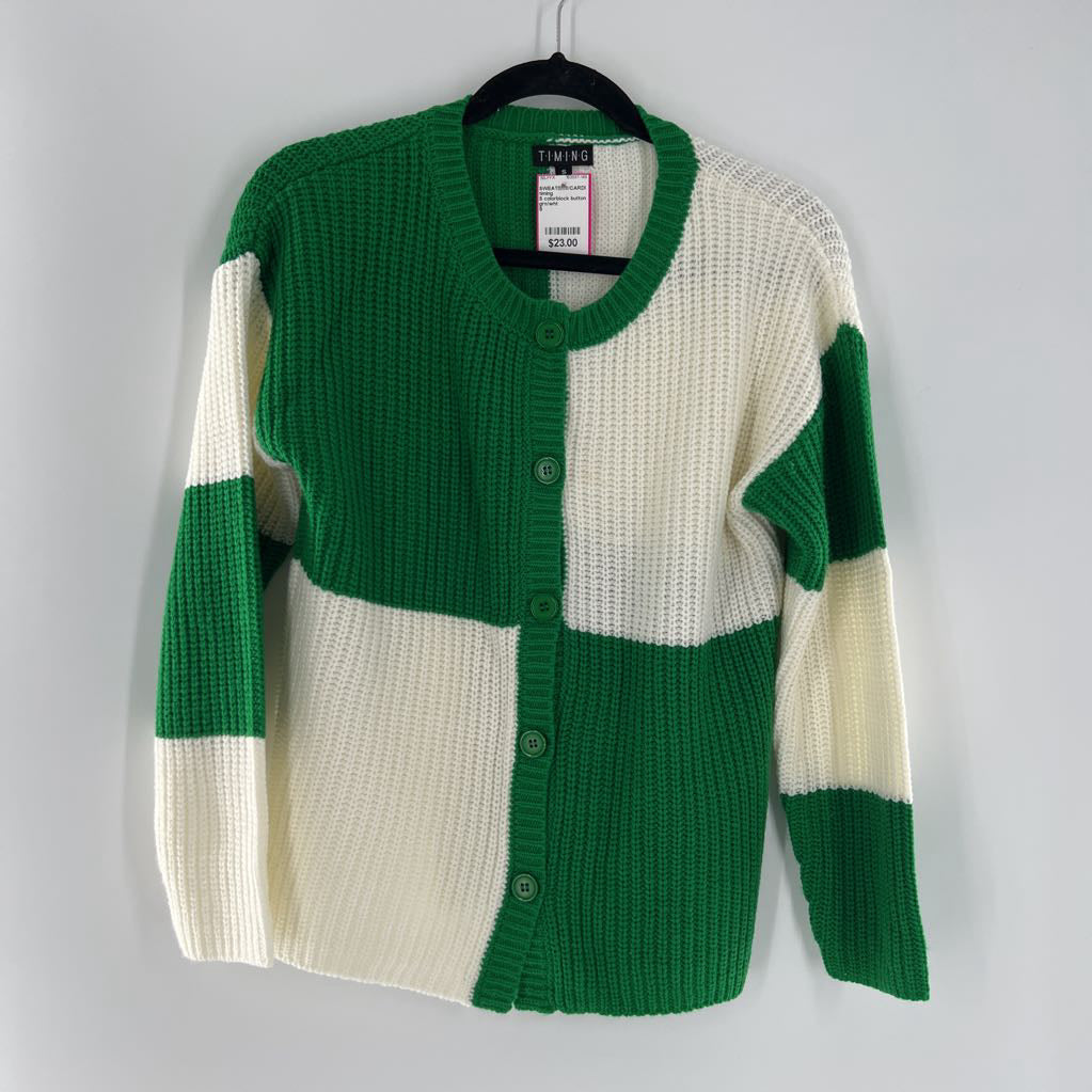 S colorblock button down cardi