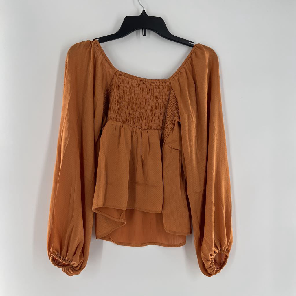 S gathered l/s peplum top