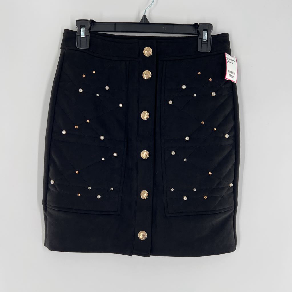 S faux suede embelished skirt