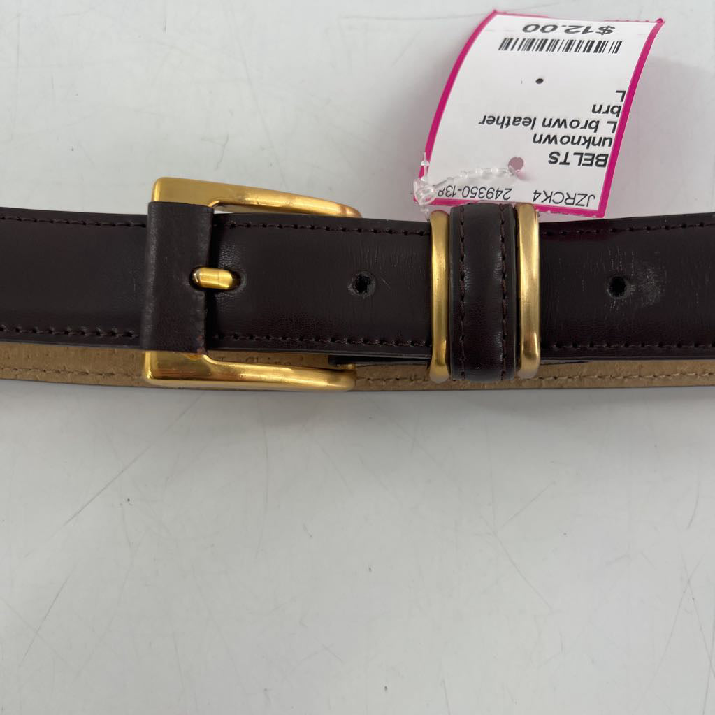 L brown leather belt