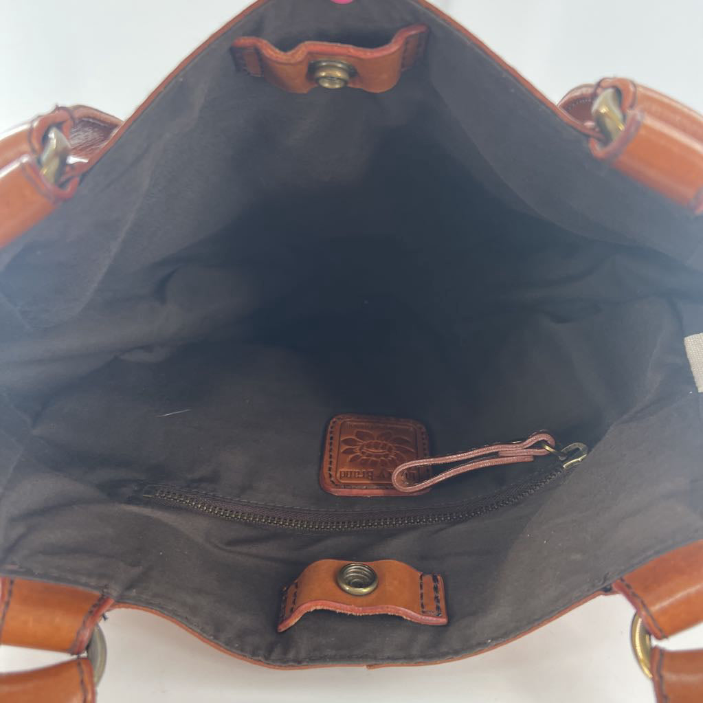 leather floral peace sign handbag