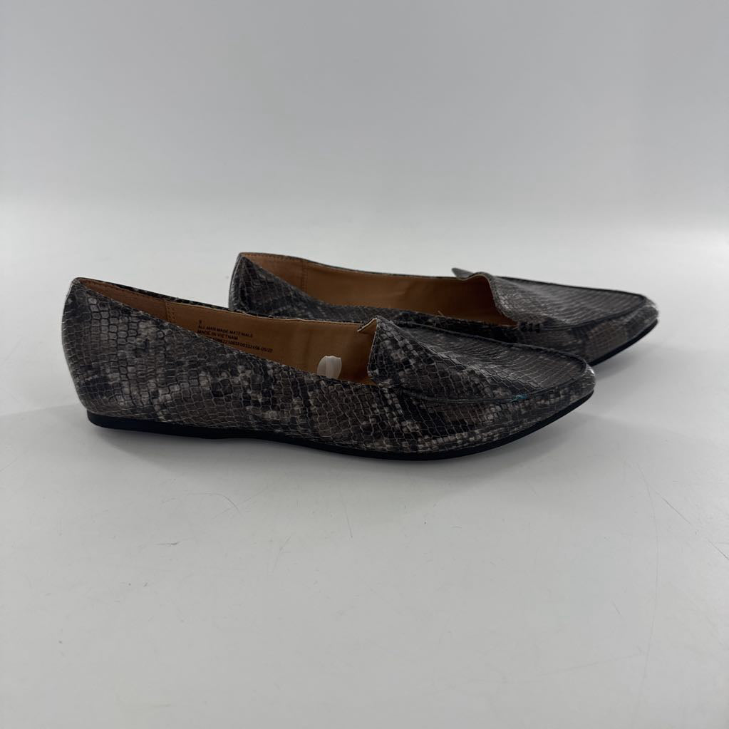 9 python embossed slip-on flats